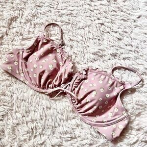 Dainty Flower Twee Underwire Ruffle Bikini Top Womens XL Cottage Core Feminine